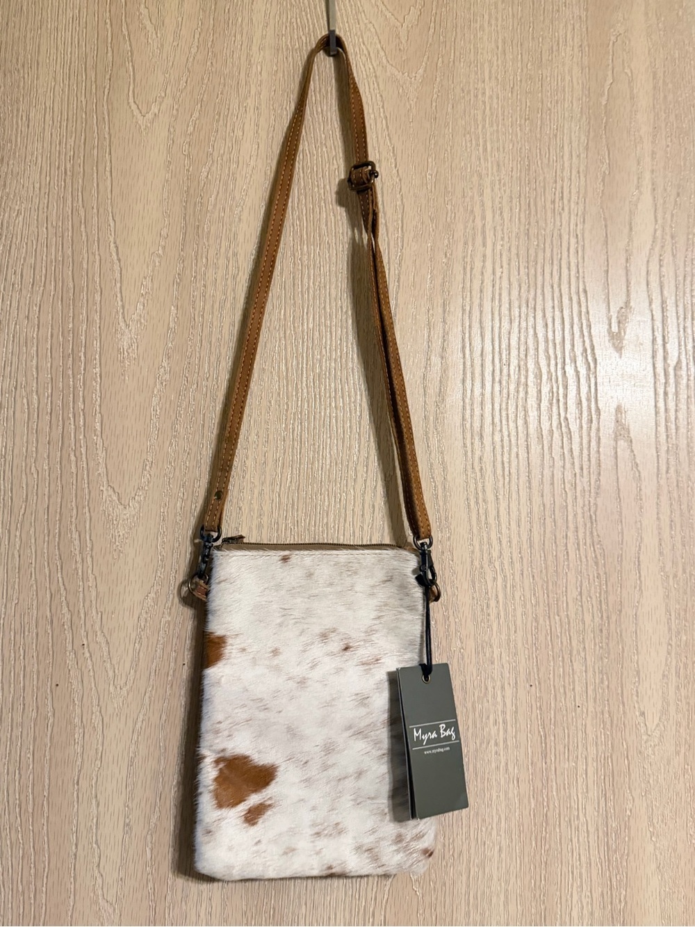 Myra Bag White and Brown Cowhide Crossbody